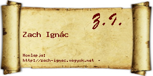 Zach Ignác névjegykártya